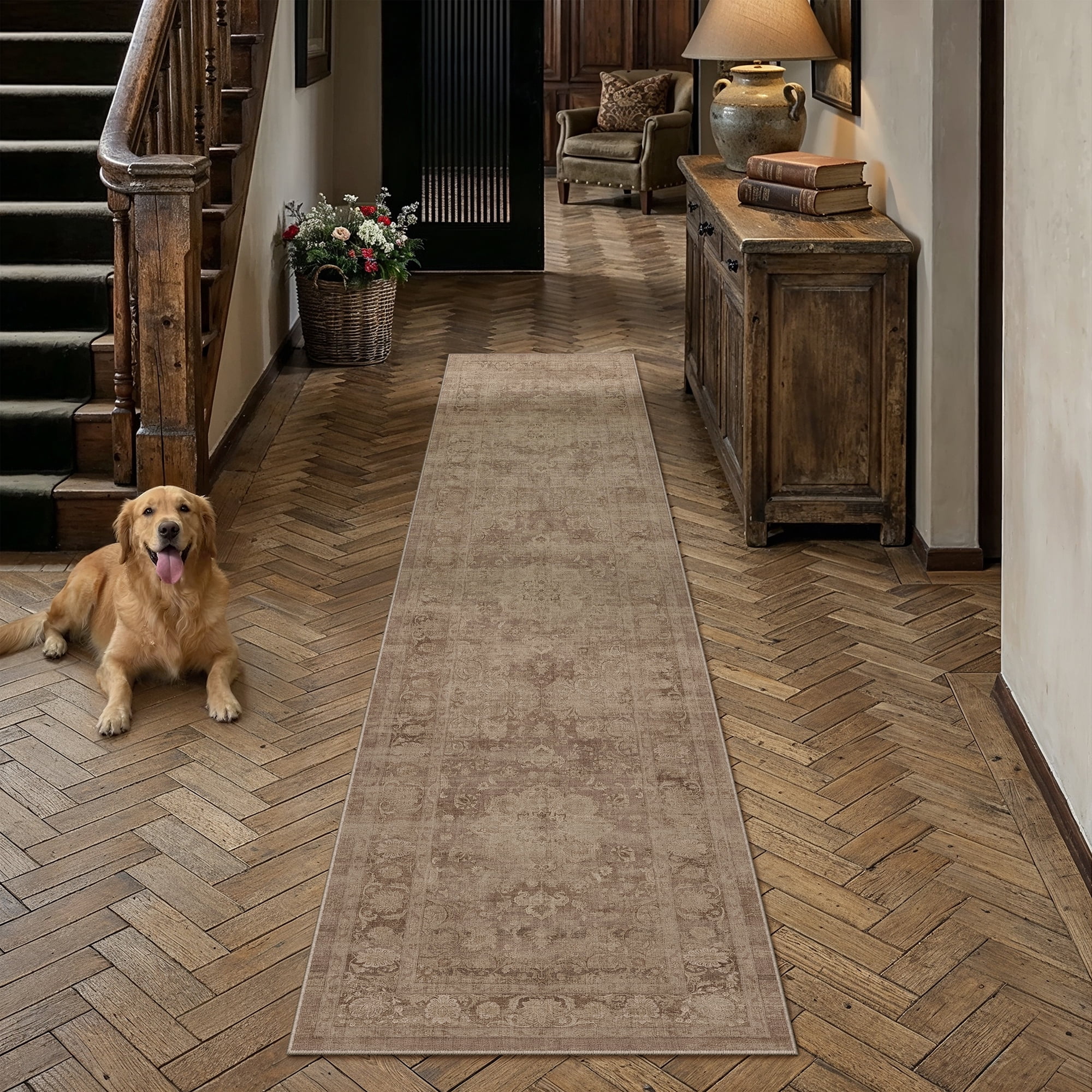 Traditional Hall Runner Rug BERTHMEER 3'x12' Runner Rugs for Hallway Kitchen Entryway Bedroom ...