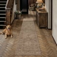 thumbnail image 1 of BERTHMEER 3'x12' Runner Rugs for Hallway Kitchen Entryway Bedroom Bathroom Entrance Oriental Floral Vintage Farmhouse Machine Washable Non-slip Traditional Distressed Rugs, Brown, 1 of 6