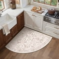 thumbnail image 1 of BERTHMEER Washable Corner Rugs for Kitchen Entryway Entrance Doorway Vintage Oriental Floral Decorative Non Slip Sector Rugs Carpets Brown(Radius 3'), 1 of 5