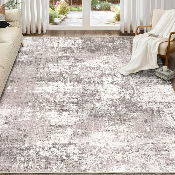 BERTHMEER 3'x5' Abstract Area Rugs for Living Room Entryway Office Washable Rugs, Non-slip, Pink