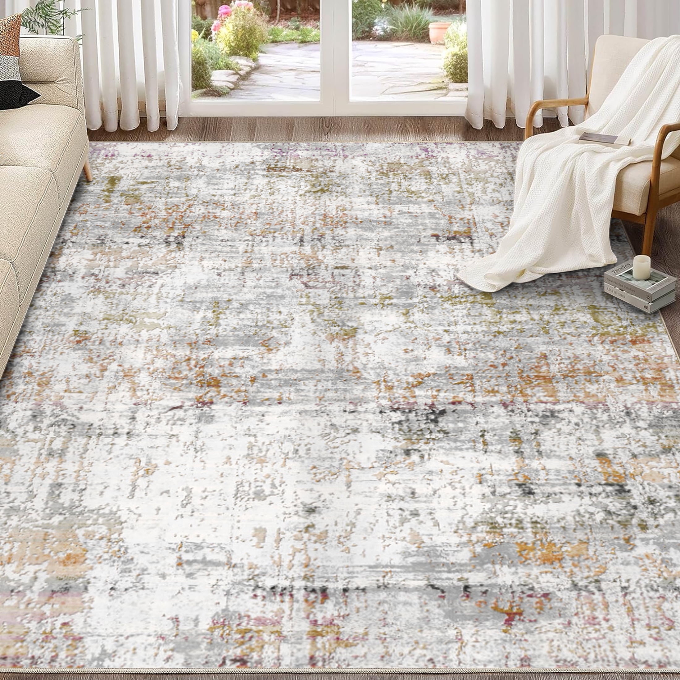 BERTHMEER 3'x5' Abstract Area Rugs for Office Entryway Washable Rugs ...