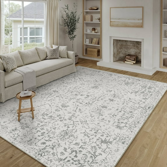 BERTHMEER 5'x7' Area Rugs for Living Room Kitchen Bedroom Rugs Non Slip Washable Vintage Gray Carpets Oriental Distressed Home Office Dorm Dining Room Traditional Distressed Throw Rugs