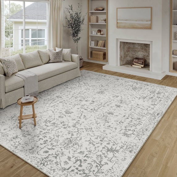 BERTHMEER 5'x7' Area Rugs for Living Room Kitchen Bedroom Rugs Non Slip Washable Vintage Gray Carpets Oriental Distressed Home Office Dorm Dining Room Traditional Distressed Throw Rugs
