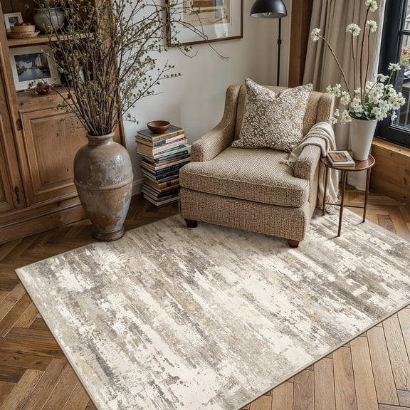 BERTHMEER 3'x5' Area Rugs Washable Rugs for Kitchen Office Entryway Doorway Office Non-slip,Brown&Yellow