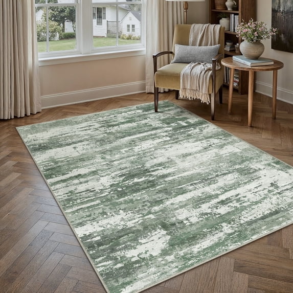 BERTHMEER 3'x5' Area Rugs for Bathroom Bedroom Entryway Kitchen Rugs Non Slip Washable Abstract Green Modern Rugs Dorm Office Contemporary Carpets