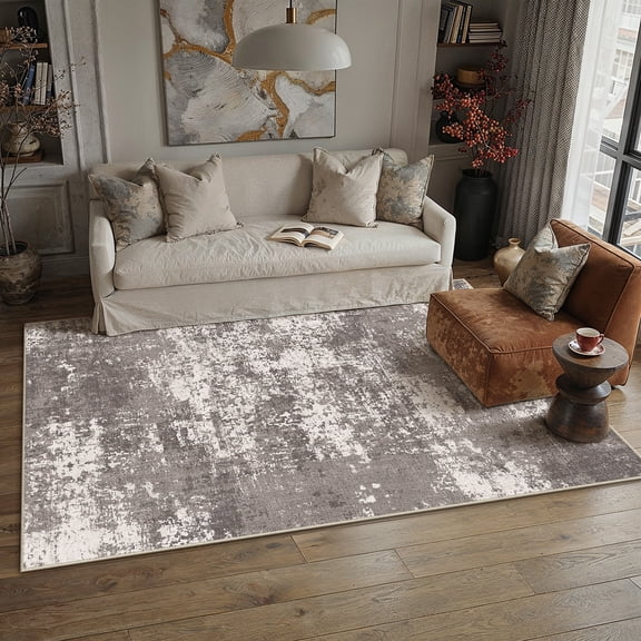 BERTHMEER 3'x5' Small Area Rugs for Kitchen Entrance Entryway Dorm Living Room Dining Room Bedroom Farmhouse Modern Abstract Contemporary Washable Non Slip Rugs,Coffee Brown