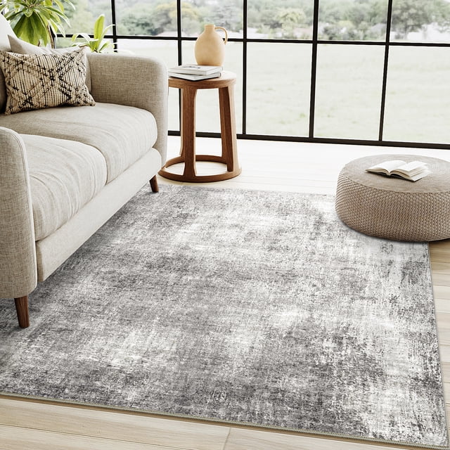 BERTHMEER 3'x5' Small Area Rugs Washable Rugs for Office Entryway Doorway Non-slip, Gray