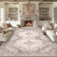 thumbnail image 1 of BERTHMEER 3'x5' Small Area Rugs Washable Rugs for Office Kitchen Entryway Entrance Bathroom Kitchen Bedroom Doorway Throw Rugs Non-slip, Blue Brown, 1 of 3