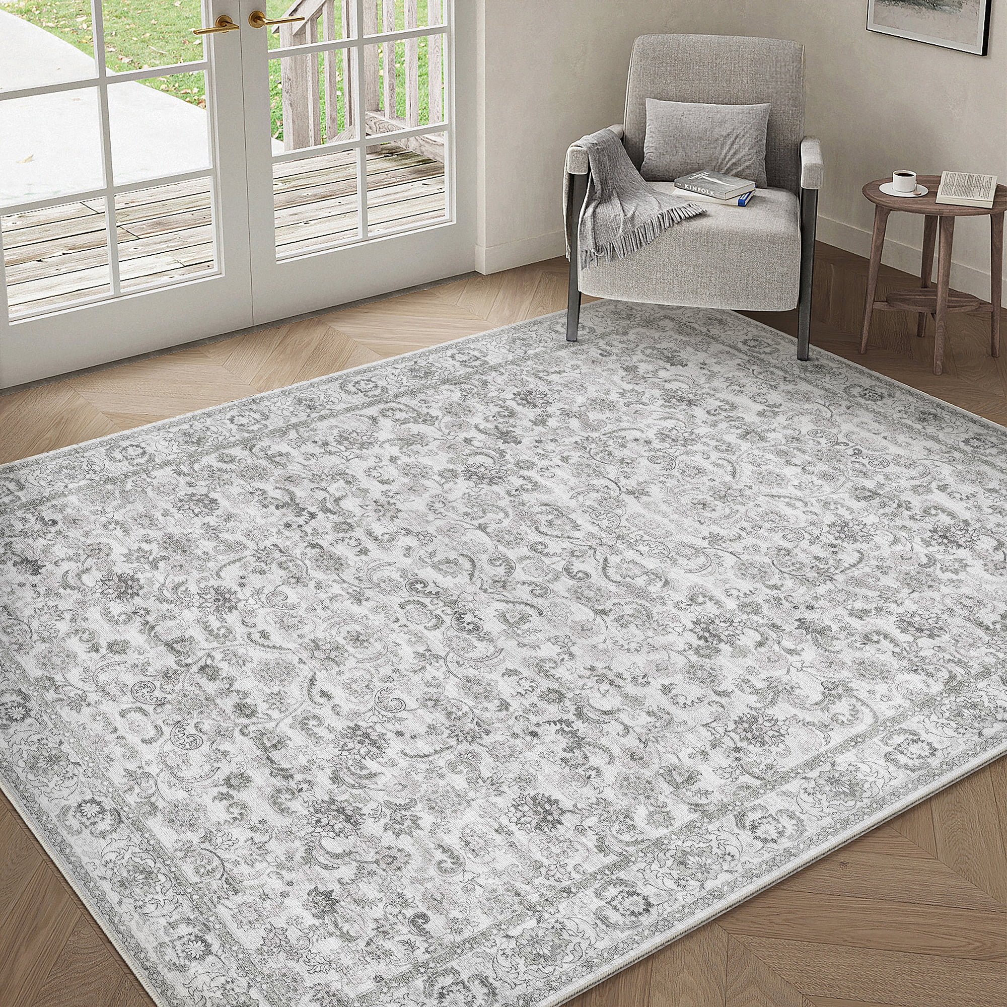 BERTHMEER 3'x5' Small Gray Area Rugs Vintage Throw Rugs for Bathroom ...