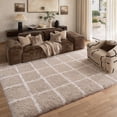 thumbnail image 1 of BERTHMEER 3'x5' Small Shag Area Rugs for Entryway Doormats Indoor Bathroom Office Modern Checkered Geometric Contemporary Plush Soft Fuzzy Fluffy Washable Carpets, Beige, 1 of 5