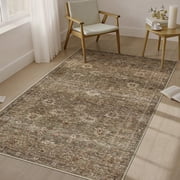 BERTHMEER 3'x5' Small Washable Area Rugs for Entryway Entrance Kitchen Bedroom Office Rugs Non Slip Vintage Traditional Oriental Distressed Throw Rugs,Gradient Brown