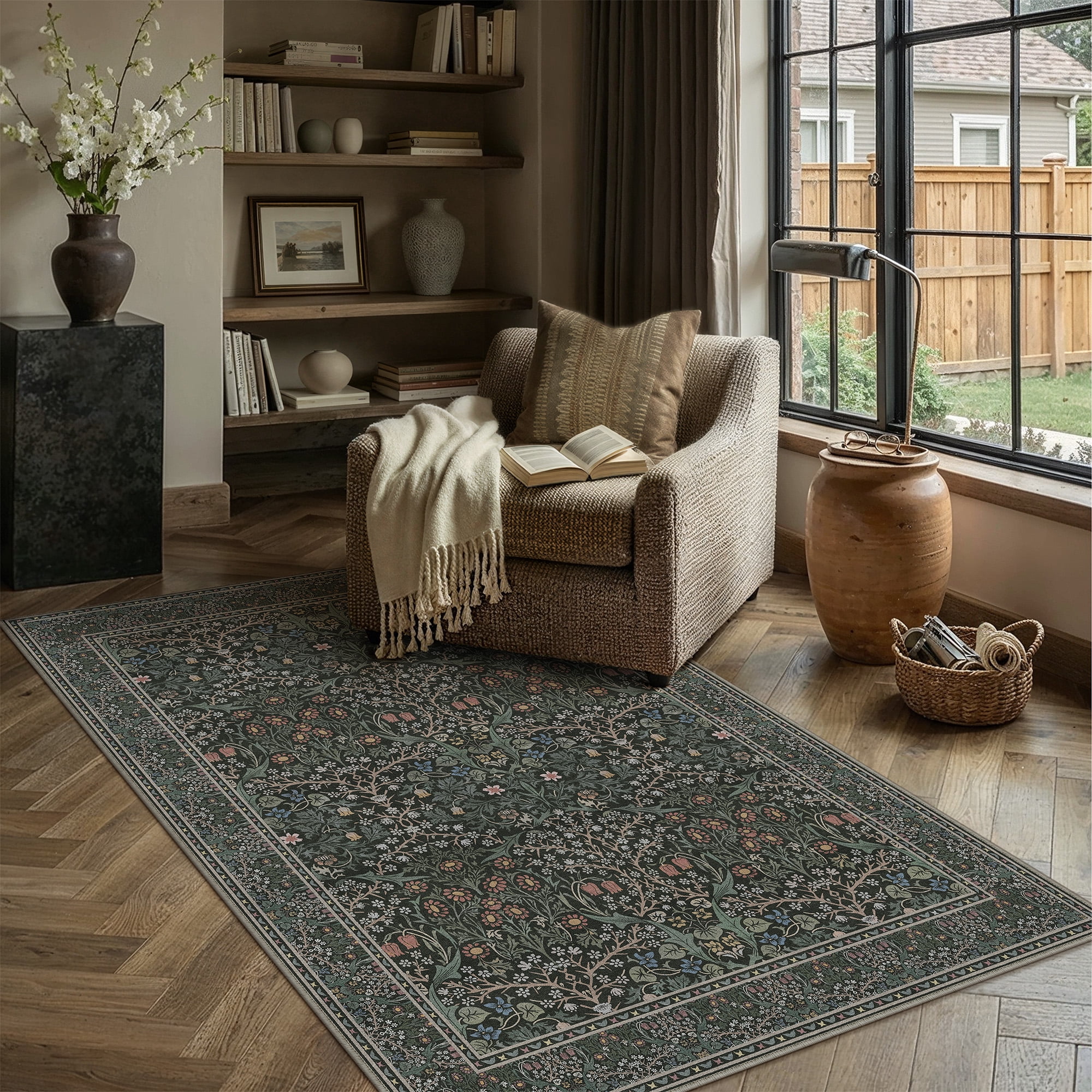 berthmeer 3'x5' small washable area rugs for bathroom bedroom entryway kitchen rugs non slip vintage traditional dorm office oriental rugs,deep green