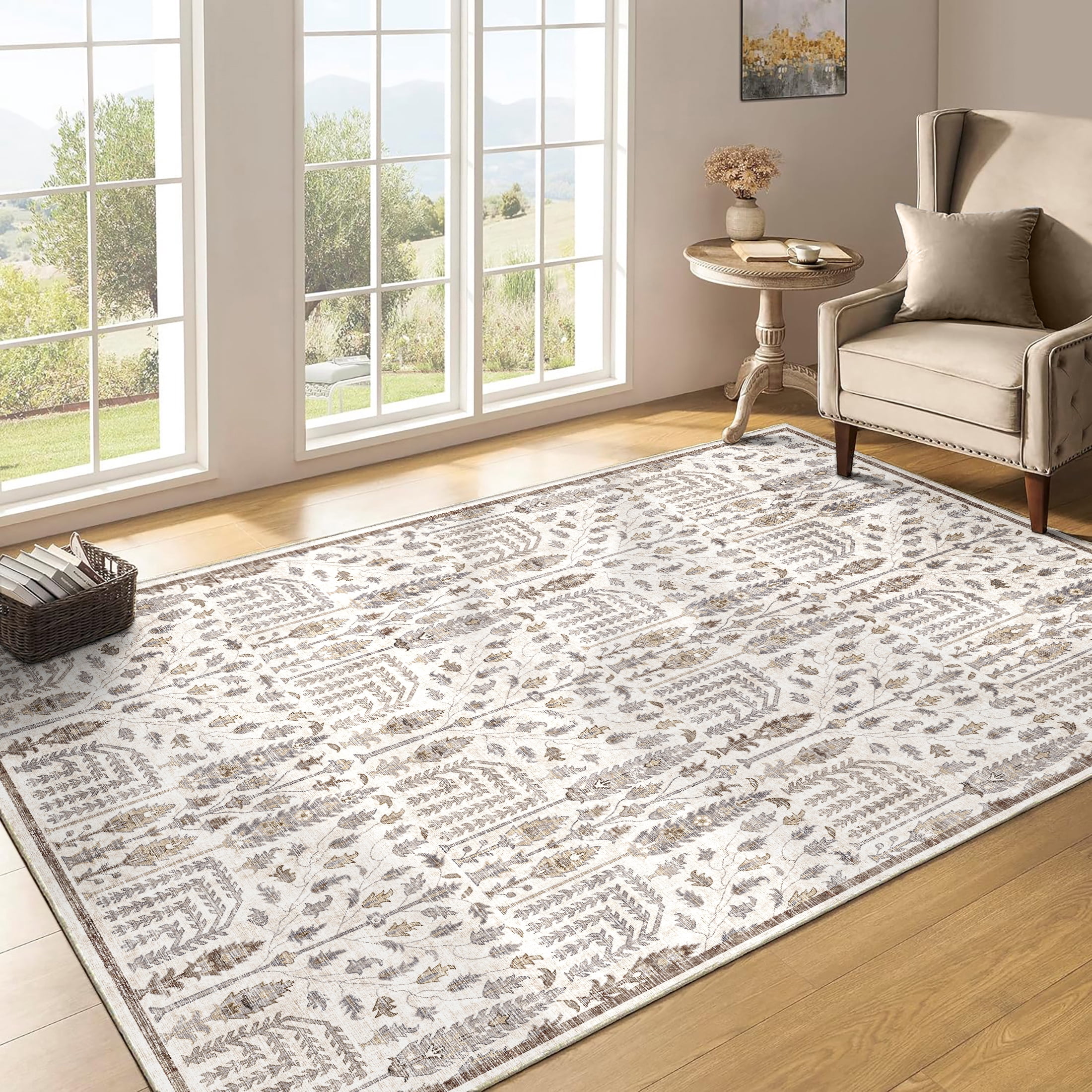 BERTHMEER 3'x5' Small Washable Grey and Brown Area Rugs for Bathroom ...