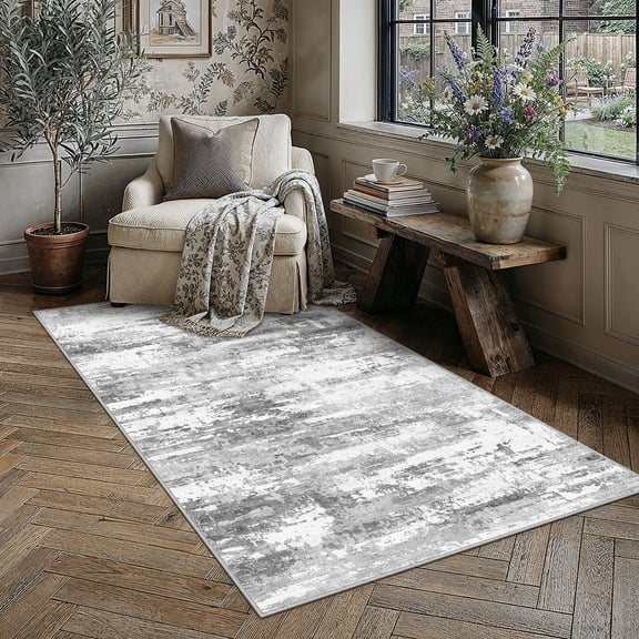 BERTHMEER 3'x5' Washable Area Rugs Rugs for Kitchen Office Entryway Doorway Bedroom Living Room Non-slip,Gray