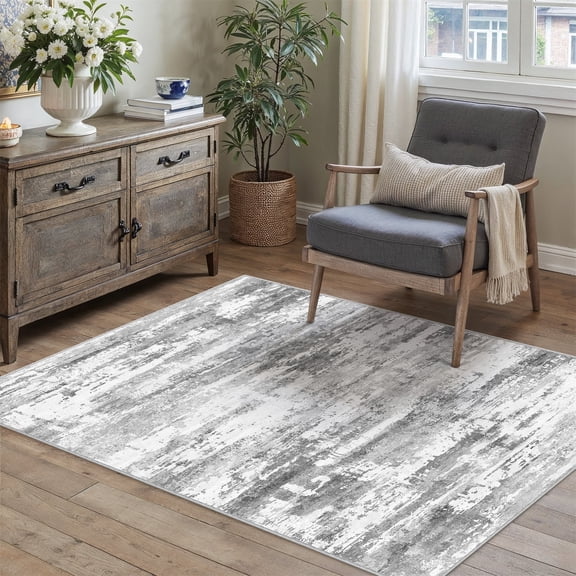 BERTHMEER 3'x5' Washable Area Rugs Rugs for Kitchen Office Entryway Doorway Bedroom Living Room Non-slip,Gray