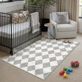 thumbnail image 1 of BERTHMEER 3'x5' Washable Rhombus Checkered Area Rugs for Kitchen Bedroom Entryway Rugs Non Slip Geometric Modern Contemporary Dorm Office Rugs,Gray, 1 of 6