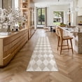 thumbnail image 1 of BERTHMEER 3'x8' Runner Rugs for Hallway Bathroom Bedroom Entryway Kitchen Non Slip Geometric Modern Rhombus Checkered Contemporary Washable Indoor Runner Rugs, Beige, 1 of 6