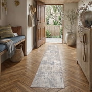 BERTHMEER 3'x8' Washable Runner Rugs for for Hallway Kitchen Entryway Bedroom Bathroom Non-slip, Blue
