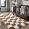 thumbnail image 1 of BERTHMEER 4'x6' Area Rugs for Bedroom Living Room Dinning Room Carpets Fluffy Rugs Plush Pile Soft Geometric Modern Shag Rugs,Brown White, 1 of 6