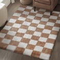 thumbnail image 1 of BERTHMEER 4'x6' Area Rugs for Bedroom Living Room Dinning Room Carpets Fluffy Rugs Plush Pile Soft Geometric Modern Shag Rugs,Brown White, 1 of 5