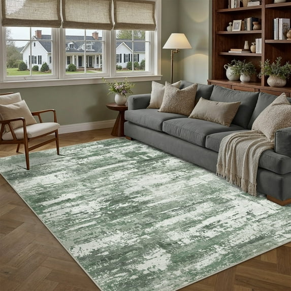 BERTHMEER 4'x6' Abstract Area Rugs for Living Room Bathroom Bedroom Entryway Kitchen Rugs Non Slip Washable Green Modern Rugs Dorm Office Contemporary Carpets
