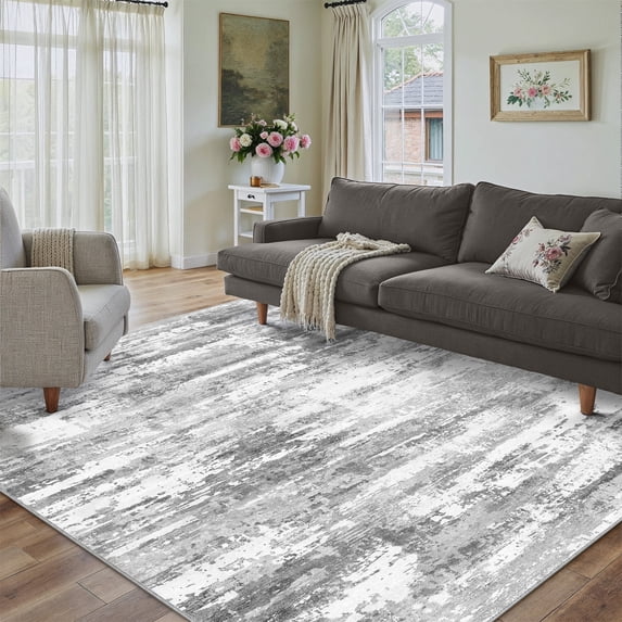 BERTHMEER 4'x6' Area Rugs Washable Rugs for Kitchen Office Entryway Doorway Office Non-slip,Gray