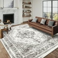 thumbnail image 1 of BERTHMEER 4'x6' Area Rugs Washable Vintage Oriental Rugs for Office Entryway Bedroom Throw Rugs Non-slip, Gray, 1 of 6