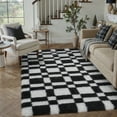 thumbnail image 1 of BERTHMEER 4'x6' Checkered Rug for Living Room, Modern Black and White Checkerboard Shag Rug Non-Slip Area Rug Soft Indoor Fluffy Rugs for Bedroom Carpet Home Dorm Aesthetic Decor, 1 of 5