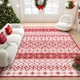 thumbnail image 1 of BERTHMEER 5'X7' Christmas Area Rug Washable Christmas Kitchen Rugs for Living Room Bedroom Dinding Room Office Dorm Laundry Snowflake and Xmas Tree Low Pile Soft Non-slip Rug,Red&White, 1 of 5