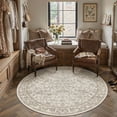 thumbnail image 1 of BERTHMEER 5'x5' Round Area Rugs for Living Room Bedroom Kitchen Rugs Non Slip Washable Brown Vintage Oriental Dorm Office Distressed Rugs, 1 of 5