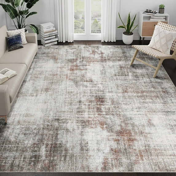 BERTHMEER 5'x7' Abstract Area Rugs for Living Room,Bedroom Dining Room Farmhouse Rugs,Non-Slip Machine Washable Indoor Rugs,Black&Red