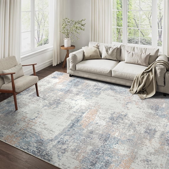BERTHMEER 5'x7' Abstract Area Rugs for Living Room,Bedroom Dining Room Office Farmhouse Machine Washable Non-Slip Modern Indoor Rugs,Blue Multi
