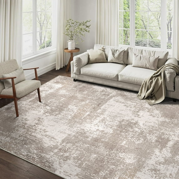 BERTHMEER 5'x7' Area Rugs Abstract for Living Room Bedroom Dining Room Kitchen Non-Slip Machine Washable Rugs,Brown