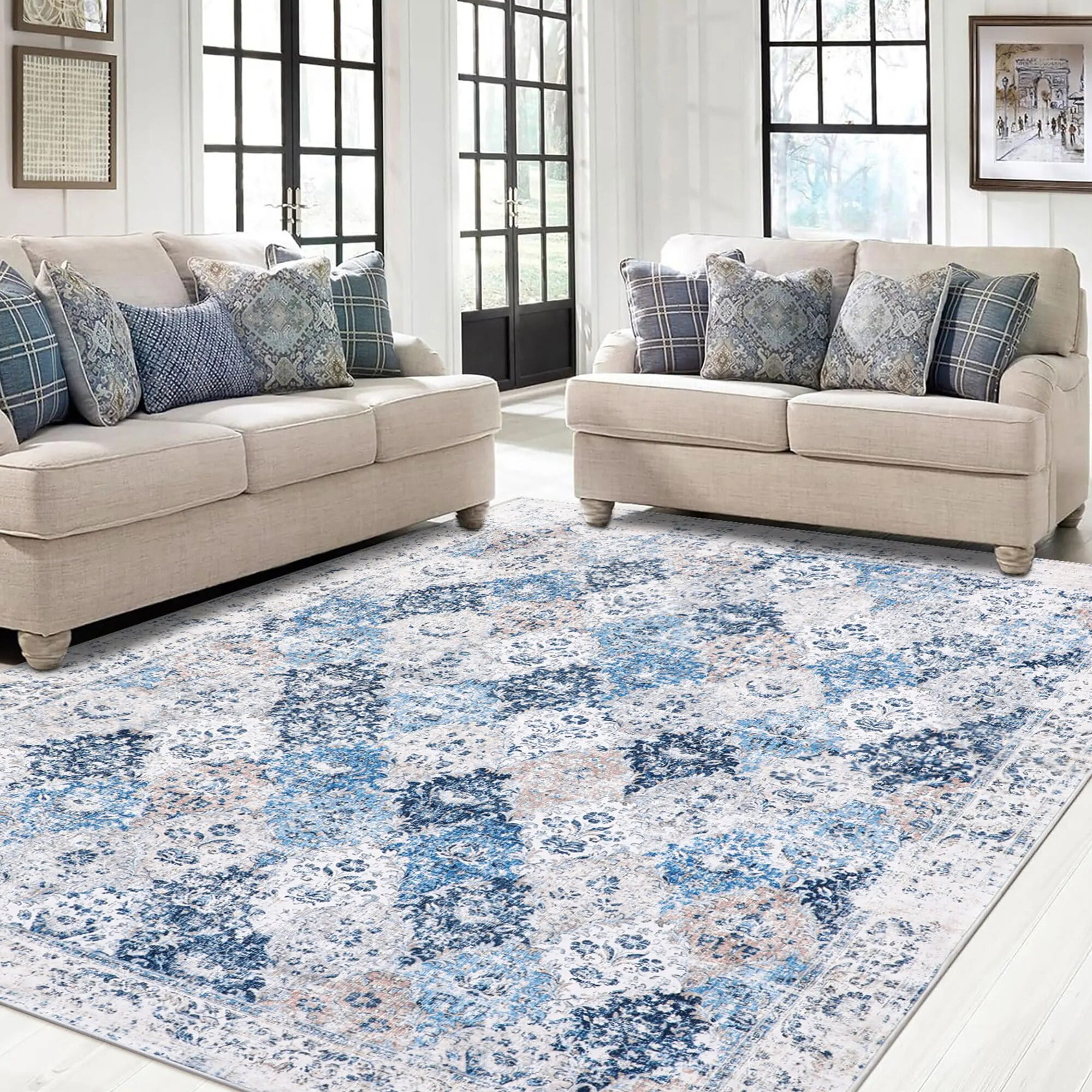BERTHMEER 5'x7' Area Rugs on Clearance Blue Rugs for Living Room ...