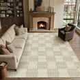 thumbnail image 1 of BERTHMEER 5'x7' Area Rugs for Living Room Bedroom Checkered Rugs Office Dining Room Farmhouse Non Slip Washable Geometric Modern Contemporary Rugs Carpets,Beige, 1 of 5