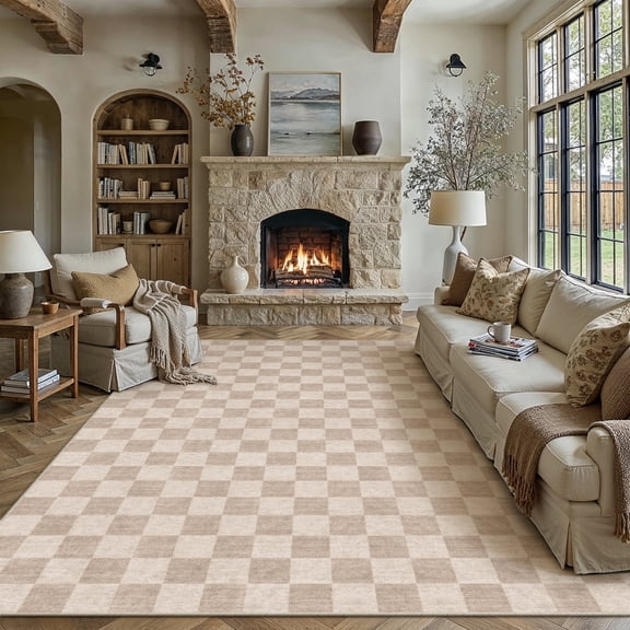 BERTHMEER 5'x7' Area Rugs for Living Room Bedroom Dining Room Farmhouse Kitchen Office Geometric Modern Rugs Machine Washable Non Slip Indoor Carpets,Brown