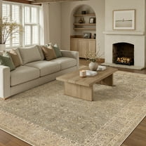 BERTHMEER 5'x7' Area Rugs for Living Room Bedroom Kitchen Traditional Rugs Non Slip Washable Dorm Office Oriental Dining Room Distressed Throw Rugs Carpets,Golden Brown