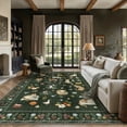 thumbnail image 1 of BERTHMEER 5'x7' Area Rugs for Living Room Dark Green Cat Pattern Rugs for Bedroom Modern Kitchen Non Slip Washable Contemporary Floral Carpets Home Office Dorm Dining Room Throw Rugs, 1 of 9