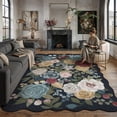 thumbnail image 1 of BERTHMEER 5'x7' Scalloped Area Rugs for Living Room Floral Vintage Rugs for Bedroom Farmhouse Non Slip Washable Navy Hand-Painted Watercolor Roses Carpets Blush Pink Dusty Blue Flower Throw Rugs, 1 of 8