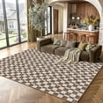 thumbnail image 1 of BERTHMEER 5'x7' Area Rugs for Living Room Modern Checkered Plaid Rugs Soft Faux Wool Bedroom Office Dining Room Farmhouse Geometric Contemporary Washable Non Slip Rugs Carpets, Coffee, 1 of 6