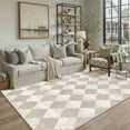 thumbnail image 1 of BERTHMEER 5'x7' Area Rugs for Living Room Modern Rhombus Checkered Rugs Bedroom Office Dining Room Farmhouse Geometric Contemporary Washable Non Slip Rugs Carpets,Beige, 1 of 6