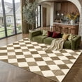 thumbnail image 1 of BERTHMEER 5'x7' Area Rugs for Living Room Modern Rhombus Checkered Rugs Bedroom Office Dining Room Farmhouse Geometric Contemporary Washable Non Slip Rugs Carpets, Coffee Brown, 1 of 6
