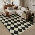thumbnail image 1 of BERTHMEER 5'x7' Area Rugs for Living Room Modern Rhombus Checkered Rugs Bedroom Office Dining Room Farmhouse Geometric Contemporary Washable Non Slip Rugs Carpets, Black & Beige, 1 of 7