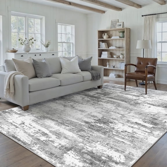 BERTHMEER 5'x7' Area Rugs for Living Room Bedroom Dining Room Office Farmhouse Abstract Modern Rugs Machine Washable non-slip Rugs,Gray