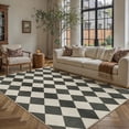 thumbnail image 1 of BERTHMEER 5'x7' Easy Jute Area Rugs for Living Room Modern Checkered Indoor/Outdoor Rugs for Patio Farmhouse Geometric Contemporary Washable Non Slip Rugs Carpets, Black, 1 of 6