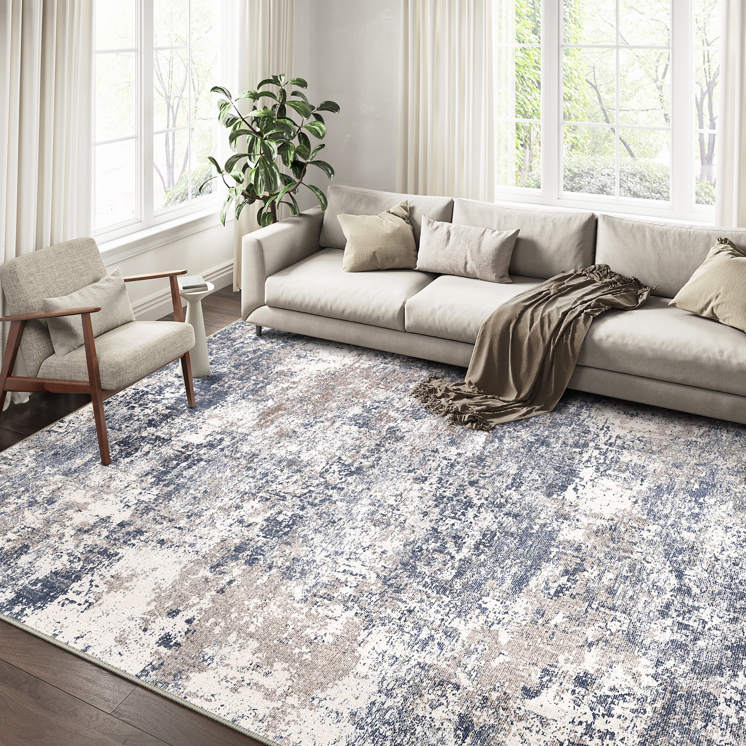 BERTHMEER 5'x7' Modern Abstract Area Rugs Blue Rugs for Living Room ...