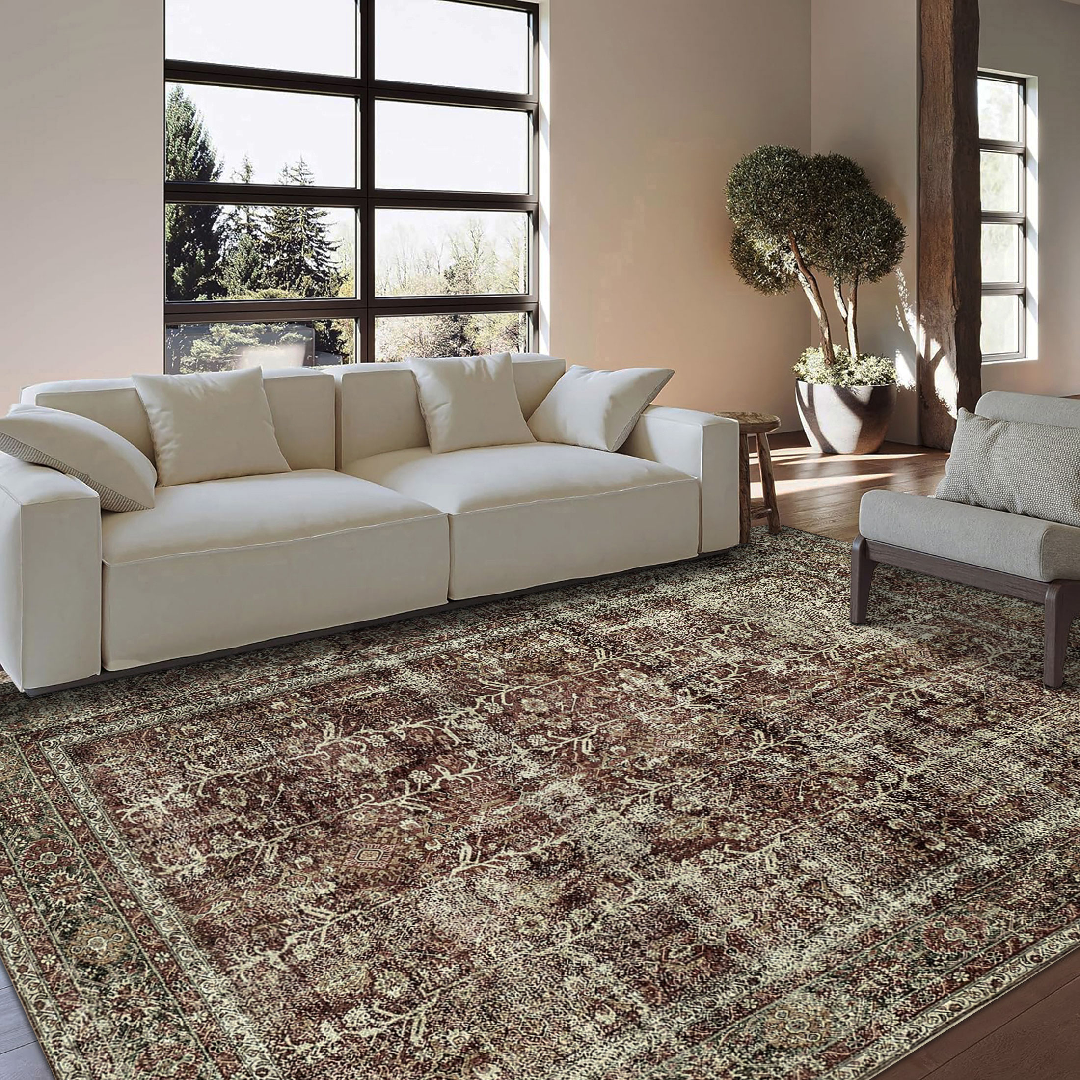 Loloi II Layla Printed Oriental Distressed Spice / Marine Area Rug ...