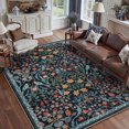 thumbnail image 1 of BERTHMEER 5'x7' Area Rugs for Living Room Bedroom Kitchen Farmhouse Rugs Non Slip Washable Floral Vintage Blue Carpets Oriental Flower Office Dorm Dining Room Throw Rugs, Multicolor, 1 of 8