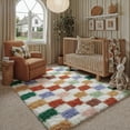 thumbnail image 1 of BERTHMEER 5'x8' Area Rugs for Living Room Bedroom Dinning Room Fluffy Checkered Soft Modern Geometric Plush Pile Ultra-Soft Rugs Carpets,Green Multicolor, 1 of 2