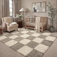 thumbnail image 1 of BERTHMEER 5'x8' Area Rugs for Living Room Bedroom Dinning Room Fluffy Checkered Soft Modern Geometric Plush Pile Ultra-Soft Rugs Carpets,Gray White, 1 of 8